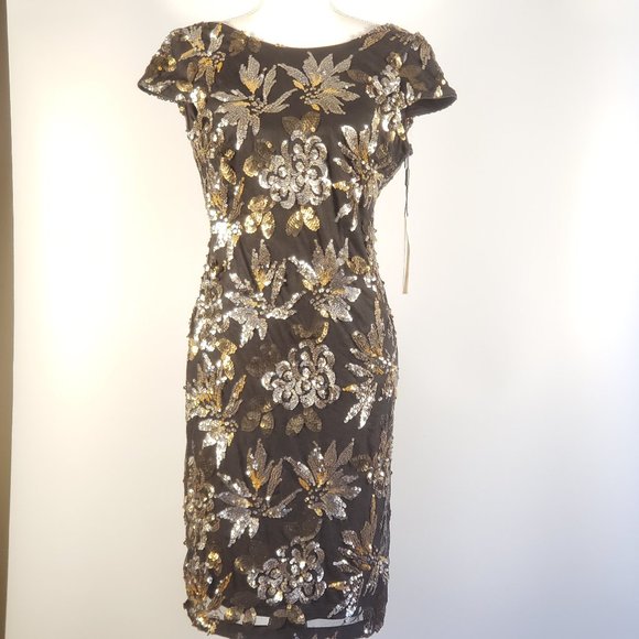 Sequined Cowl-Back Dress - Picture 2 of 5